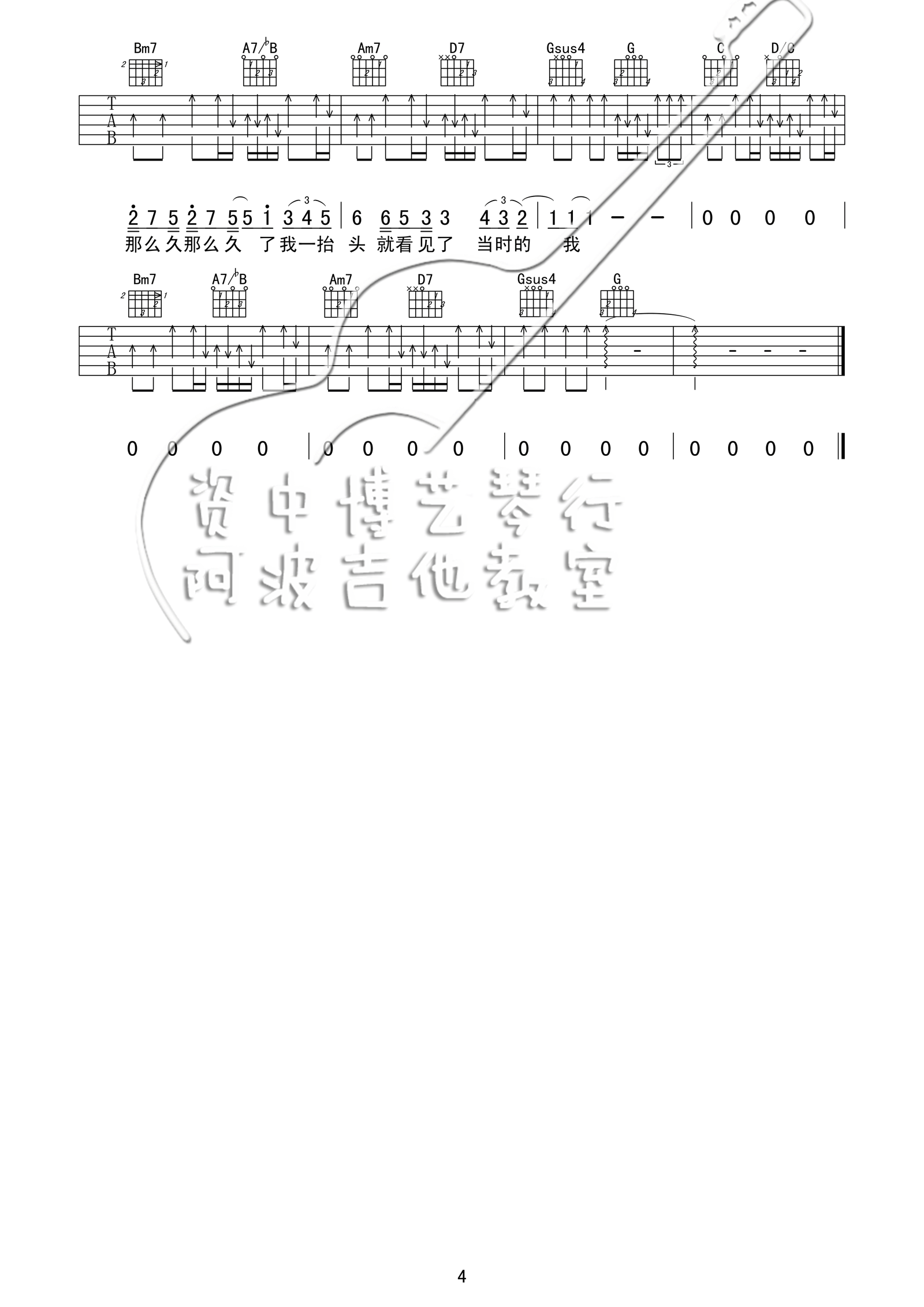 阴天快乐吉他谱4-陈奕迅-G调指法