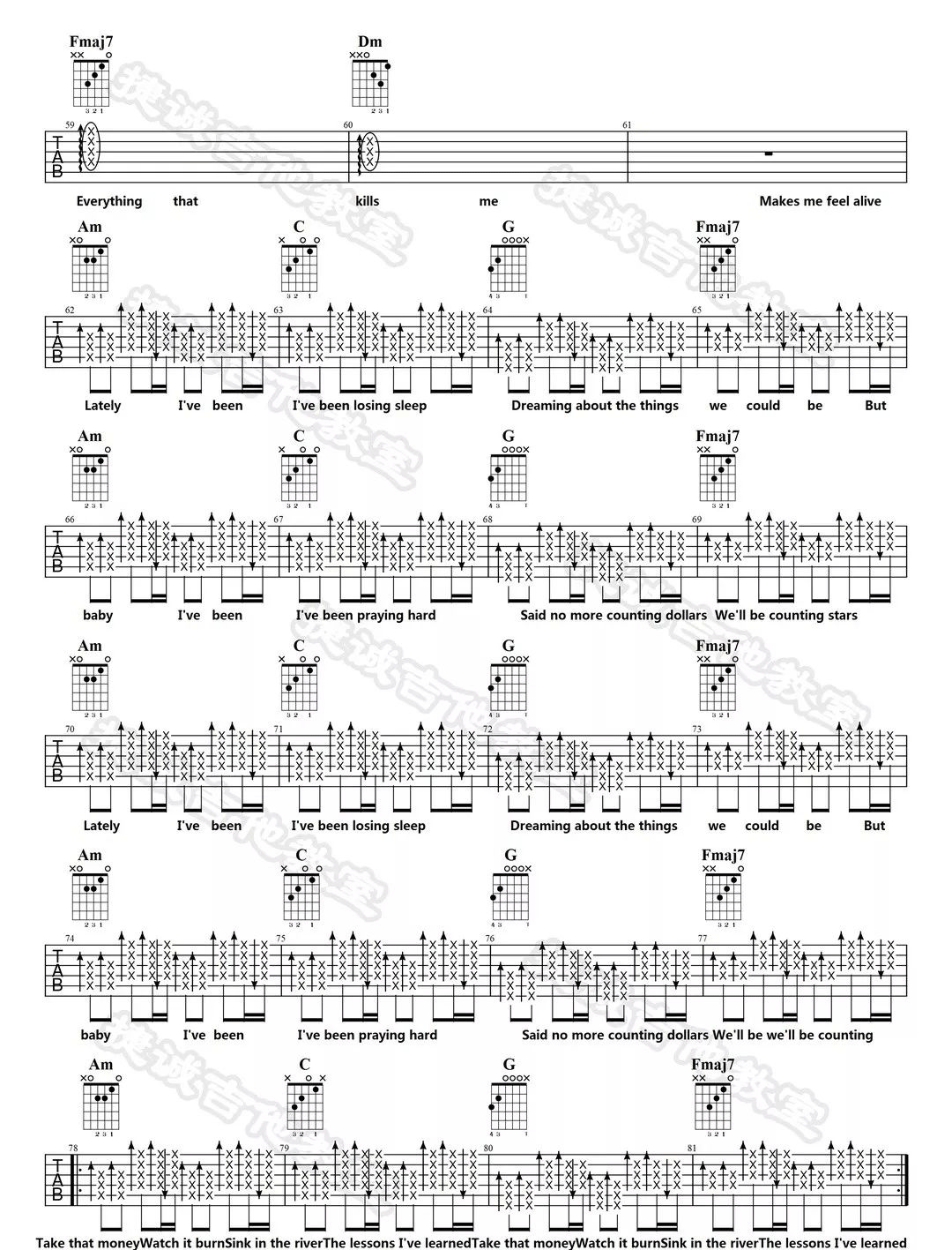 Counting-Stars吉他谱4-One-Republic-C调指法