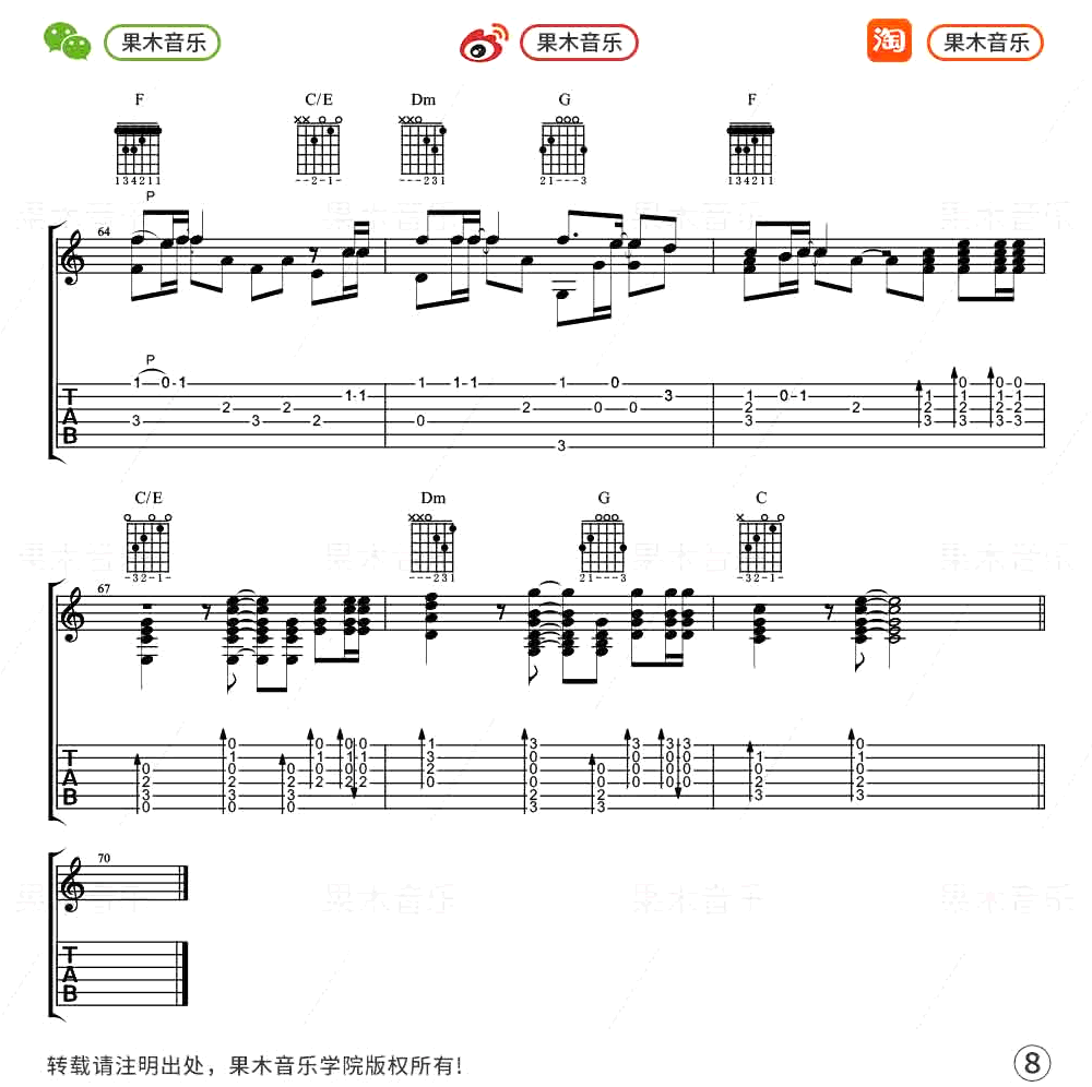 后来指弹吉他谱8-苏新程