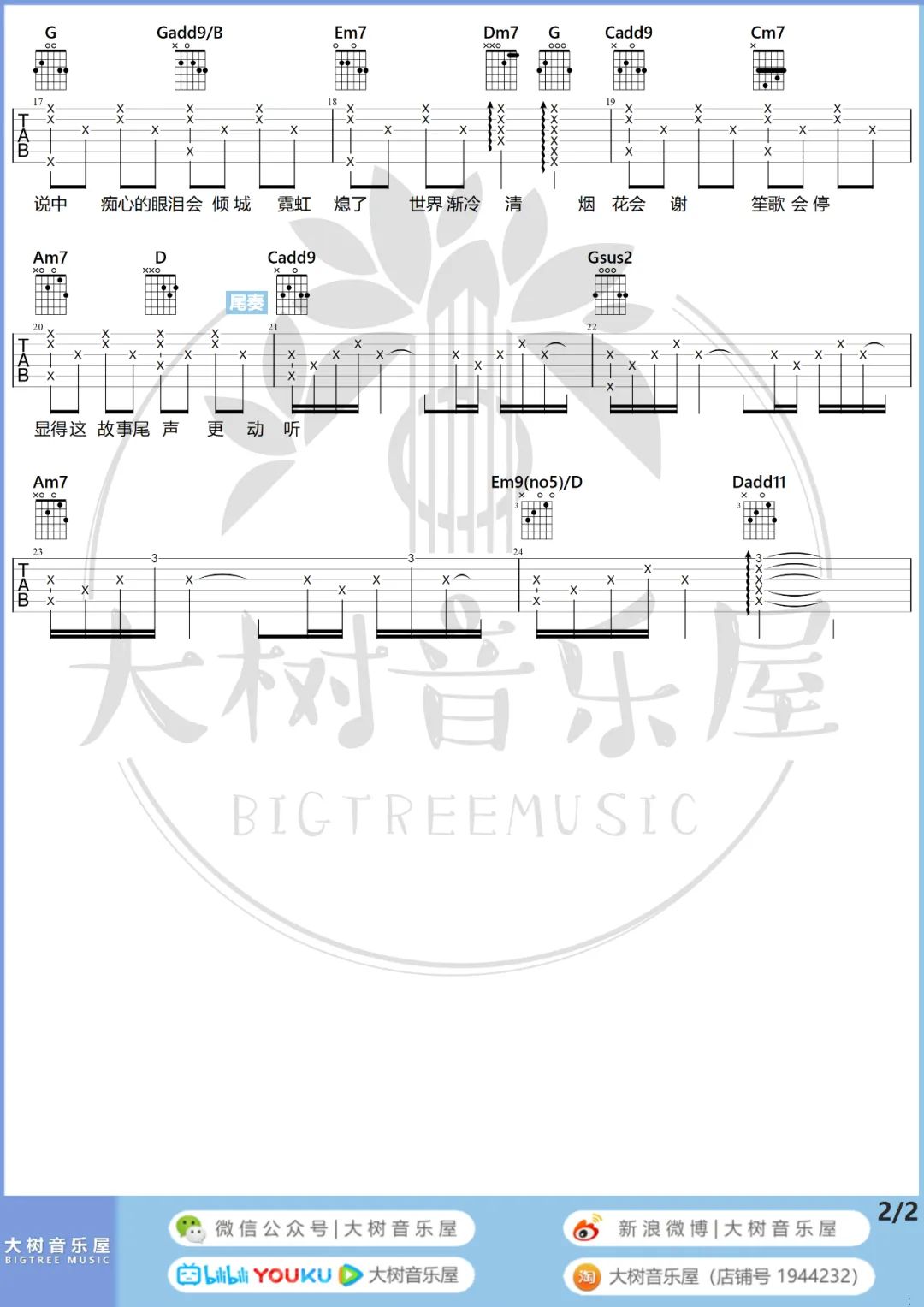 倾城吉他谱2-陈奕迅-G调指法