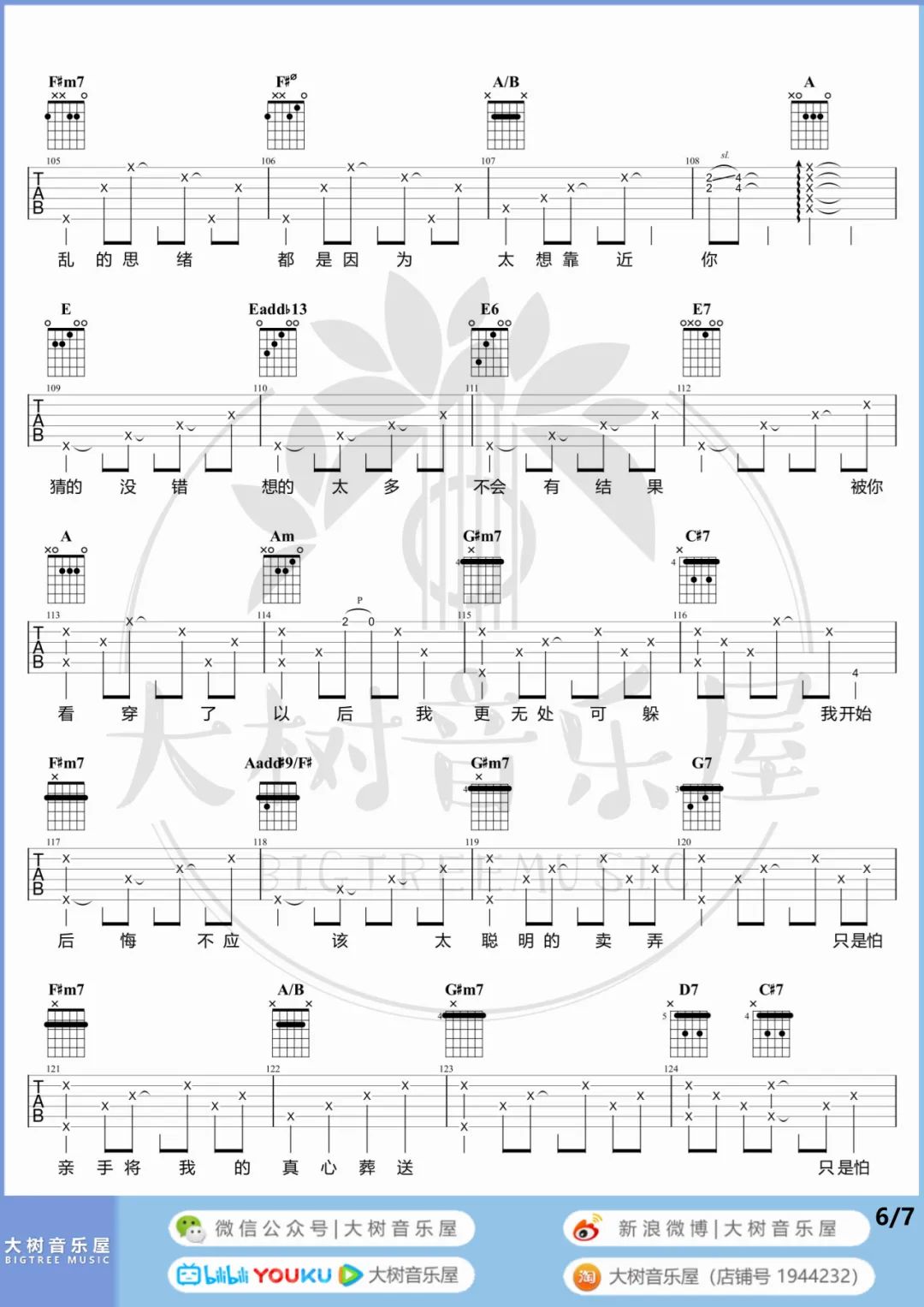 太聪明吉他谱6-陈绮贞-E调指法