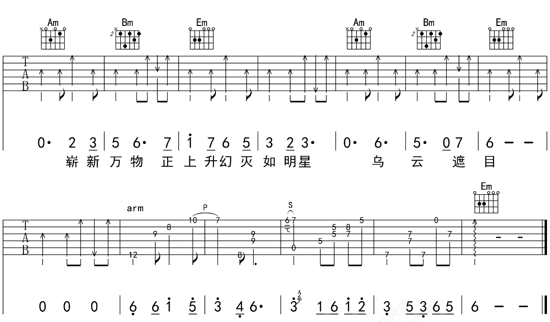 采石吉他谱5-万能青年旅店-G调指法