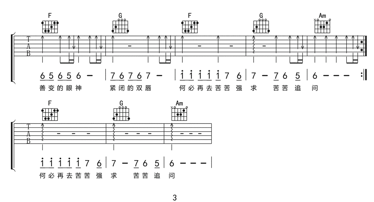 爱上一个不回家的人吉他谱3-林忆莲-C调指法