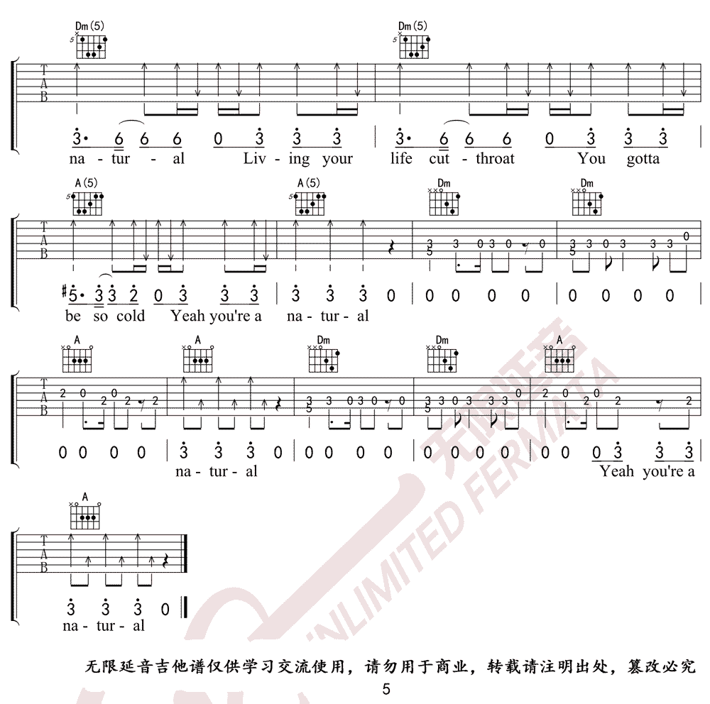 Natural吉他谱5-Imagine-Dragons-F调指法