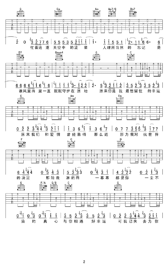 小幸运吉他谱2-田馥甄-C调指法