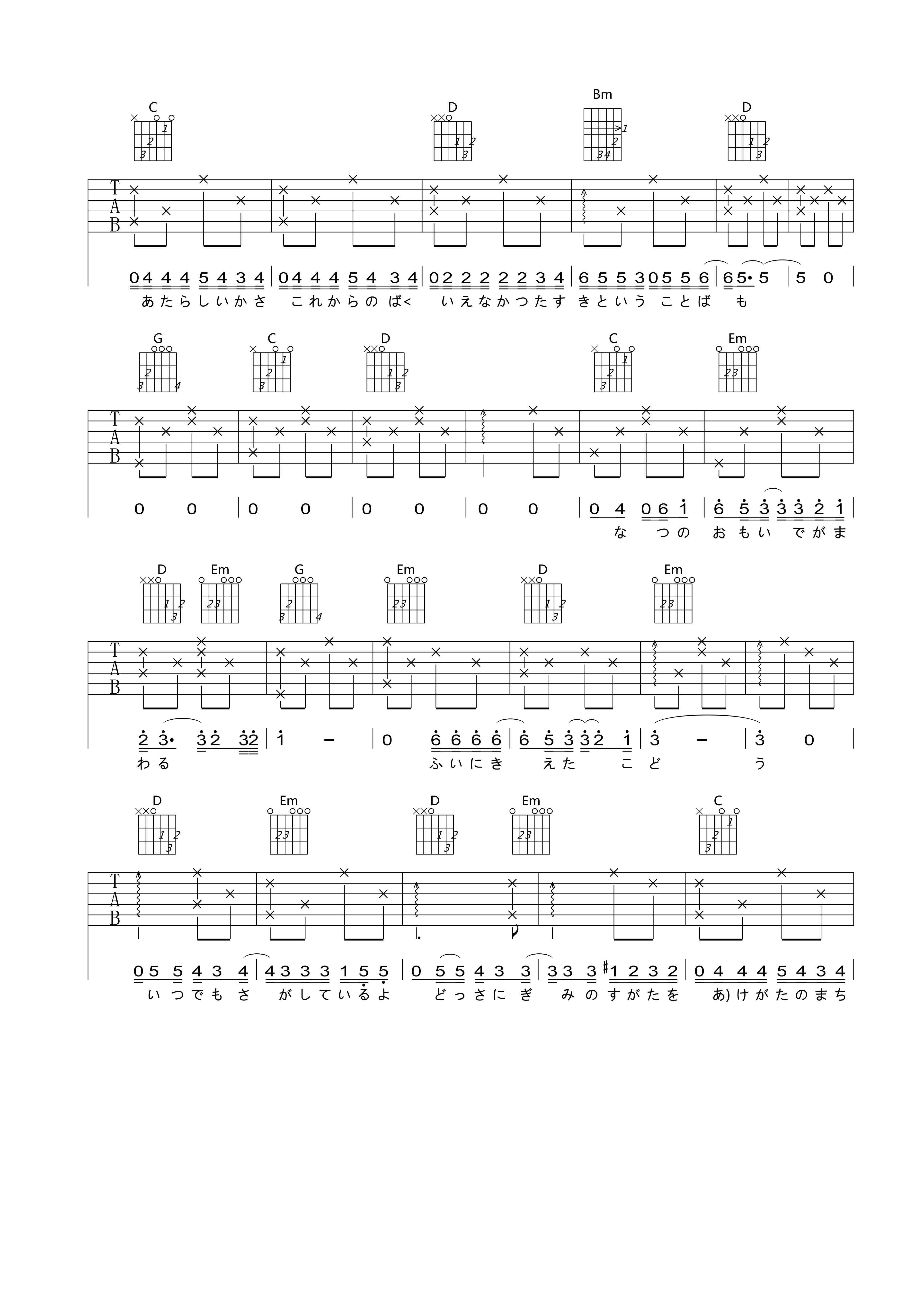 One-More-Time-One-More-Chance吉他谱5-G调指法
